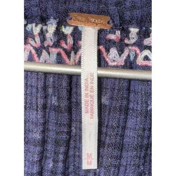 FREE PEOPLE Talia Embroidered Blouse Colorful Boho Oversized Size Medium Women’s - Picture 5 of 9